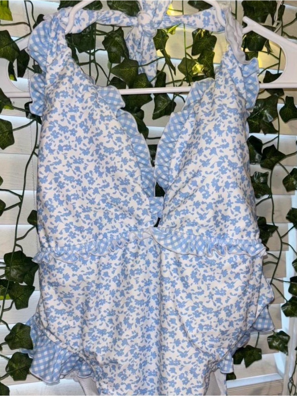 Alter’d State NWOT Light Blue Floral Ruffle One-Piece Swimsuit